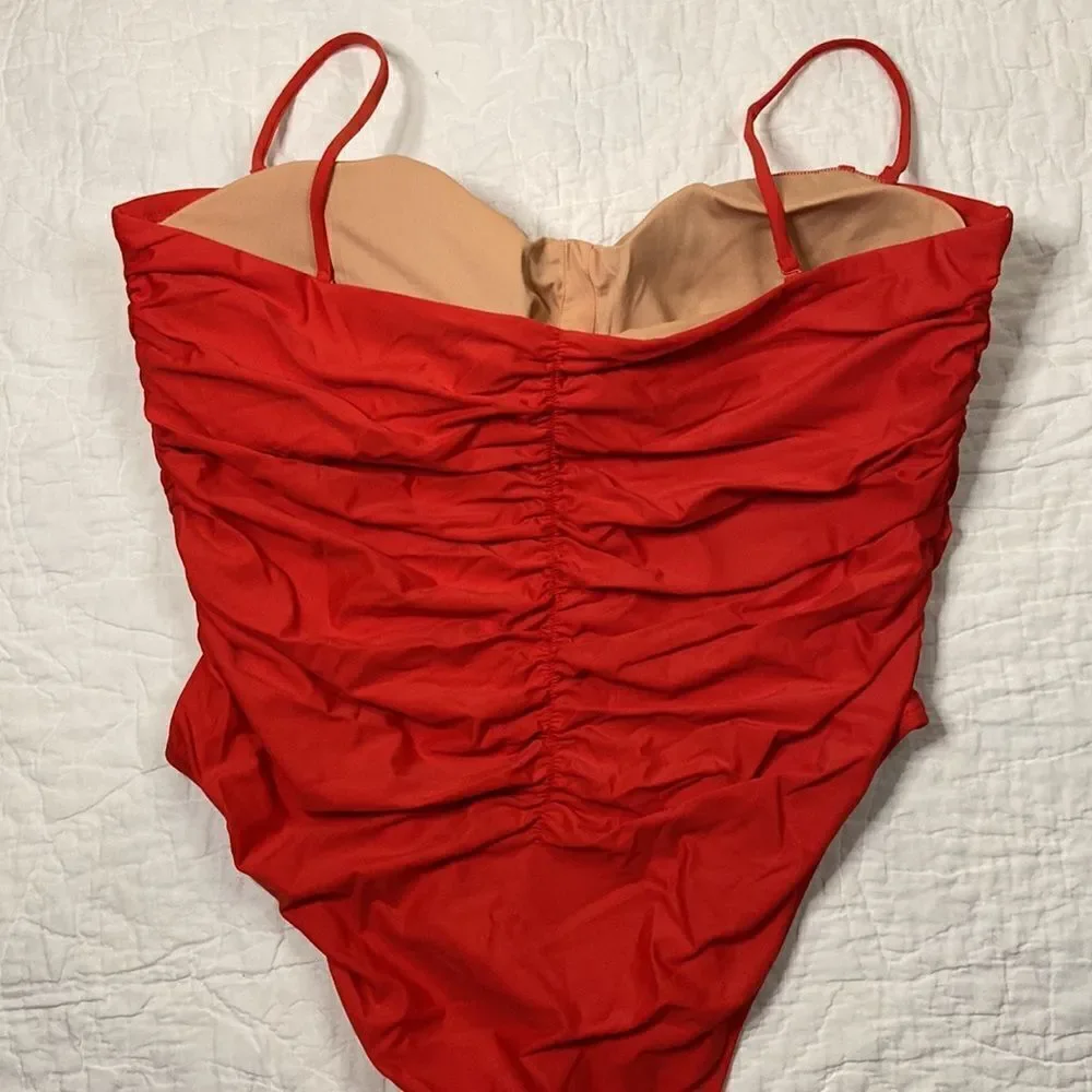 NWT J.Crew Ruched sweetheart one-piece in red size 22